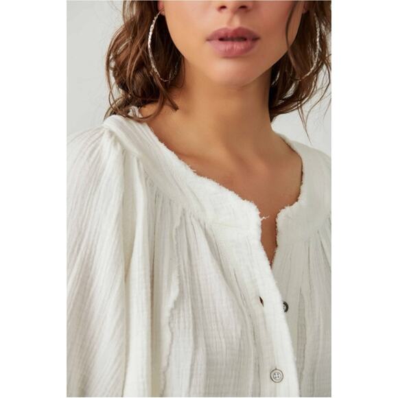 Free People Bohemian Gauze Lucy Solid Swing Top in White Size XL Cottage - Picture 9 of 16